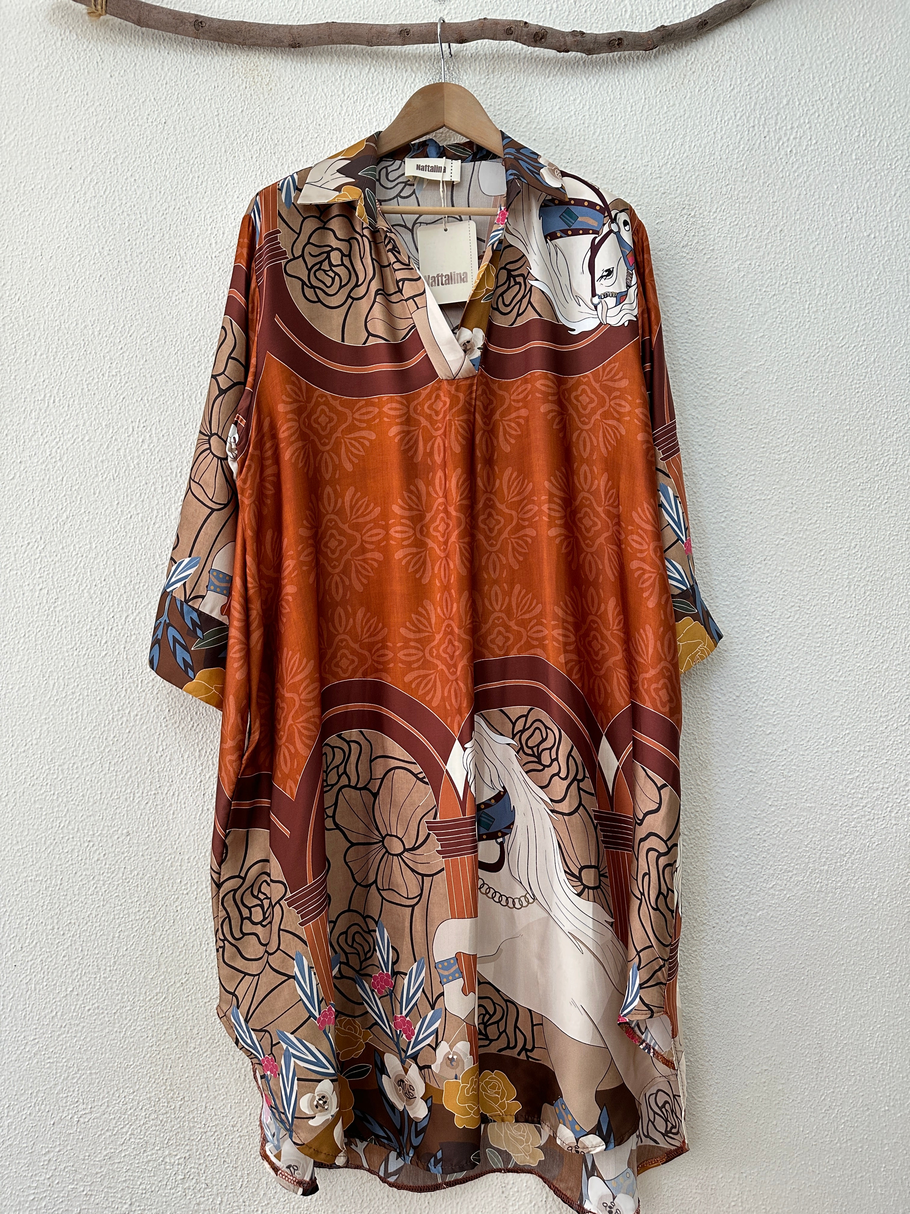 Vestido tunisina c/ seda MADISON