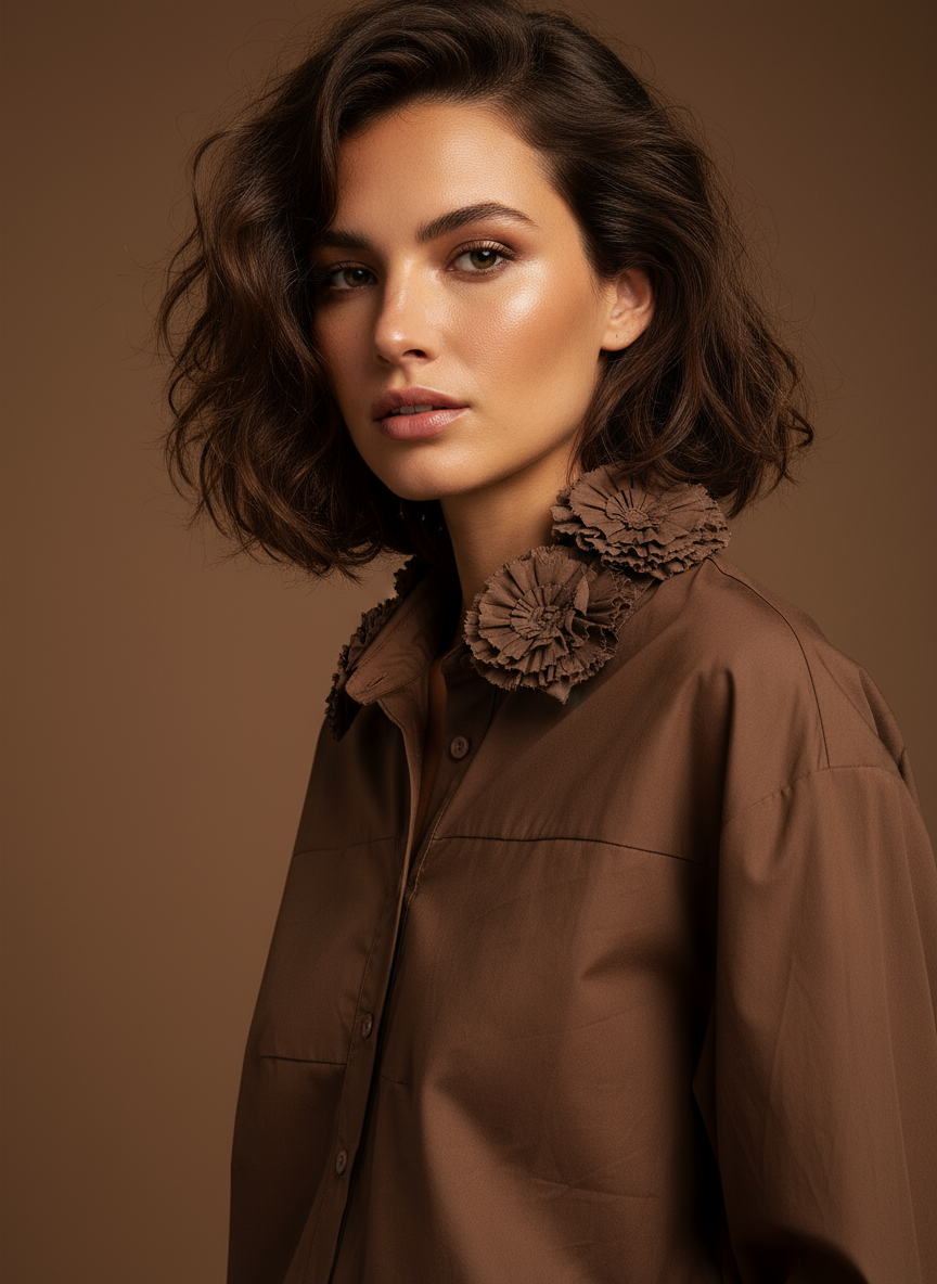 Camisa de popelina c/aplicações LOUISE