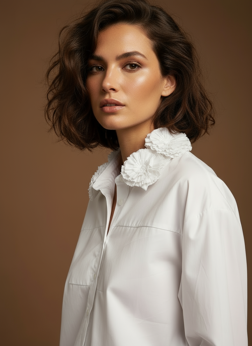 Camisa de popelina c/aplicações LOUISE