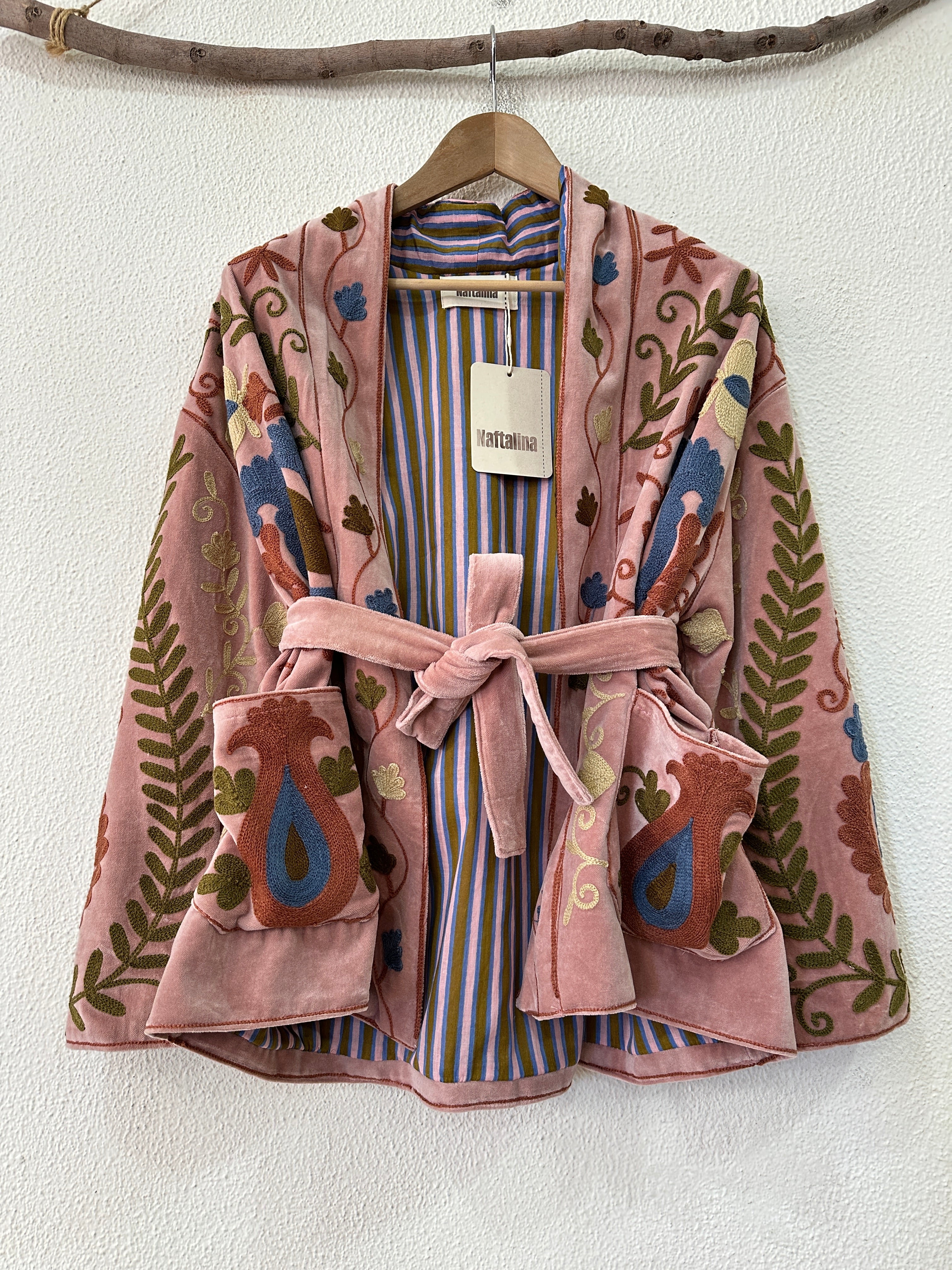 Kimono em veludo bordado RIVIERA