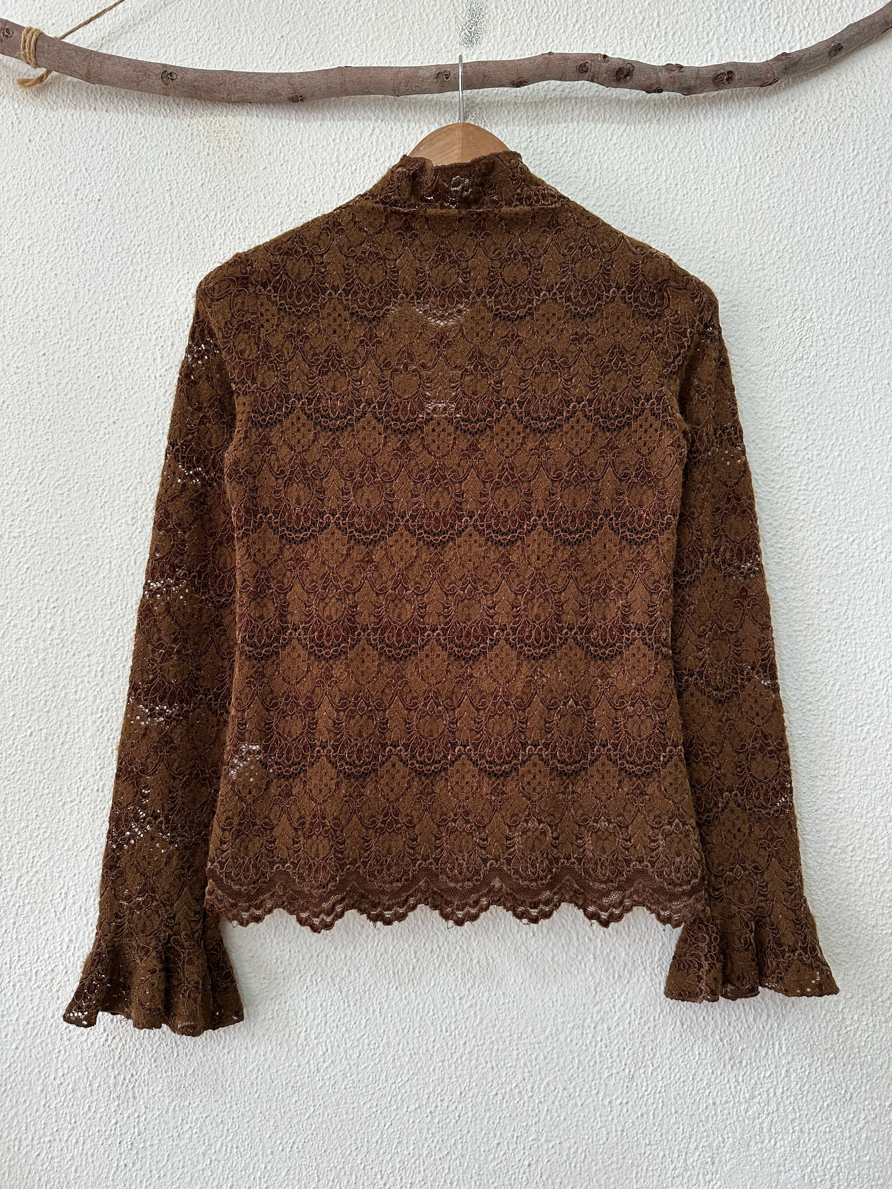 Camisola justa de renda aveludada AVELINE