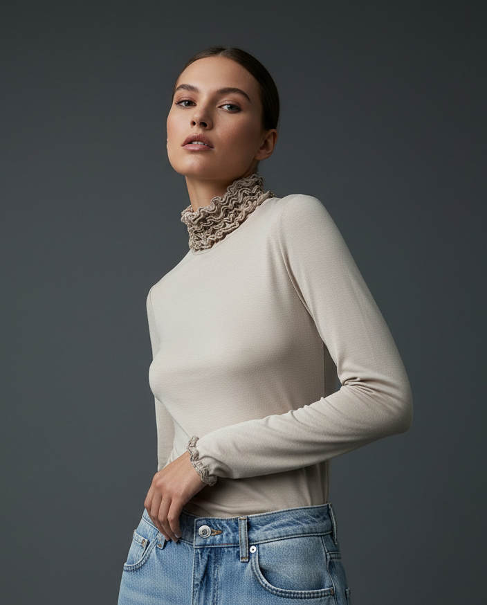 Camisola efeito segunda pele c/ gola TOUCH