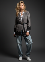 Load image in the gallery viewer,Blazer em fazenda espinhada c/ renda STRACCIATELLA
