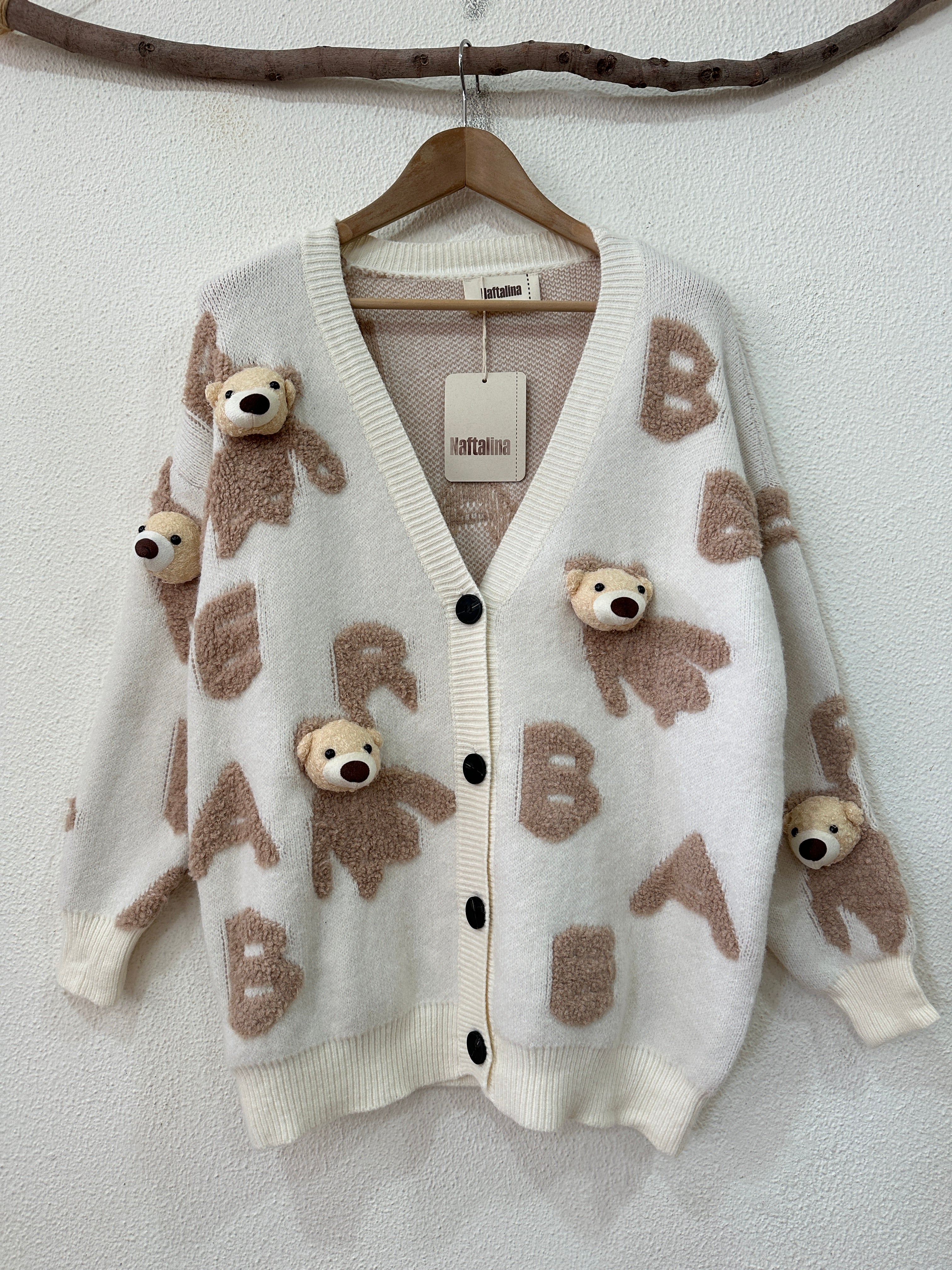 Casaco de malha oversize c/aplicações TEDDY BEAR