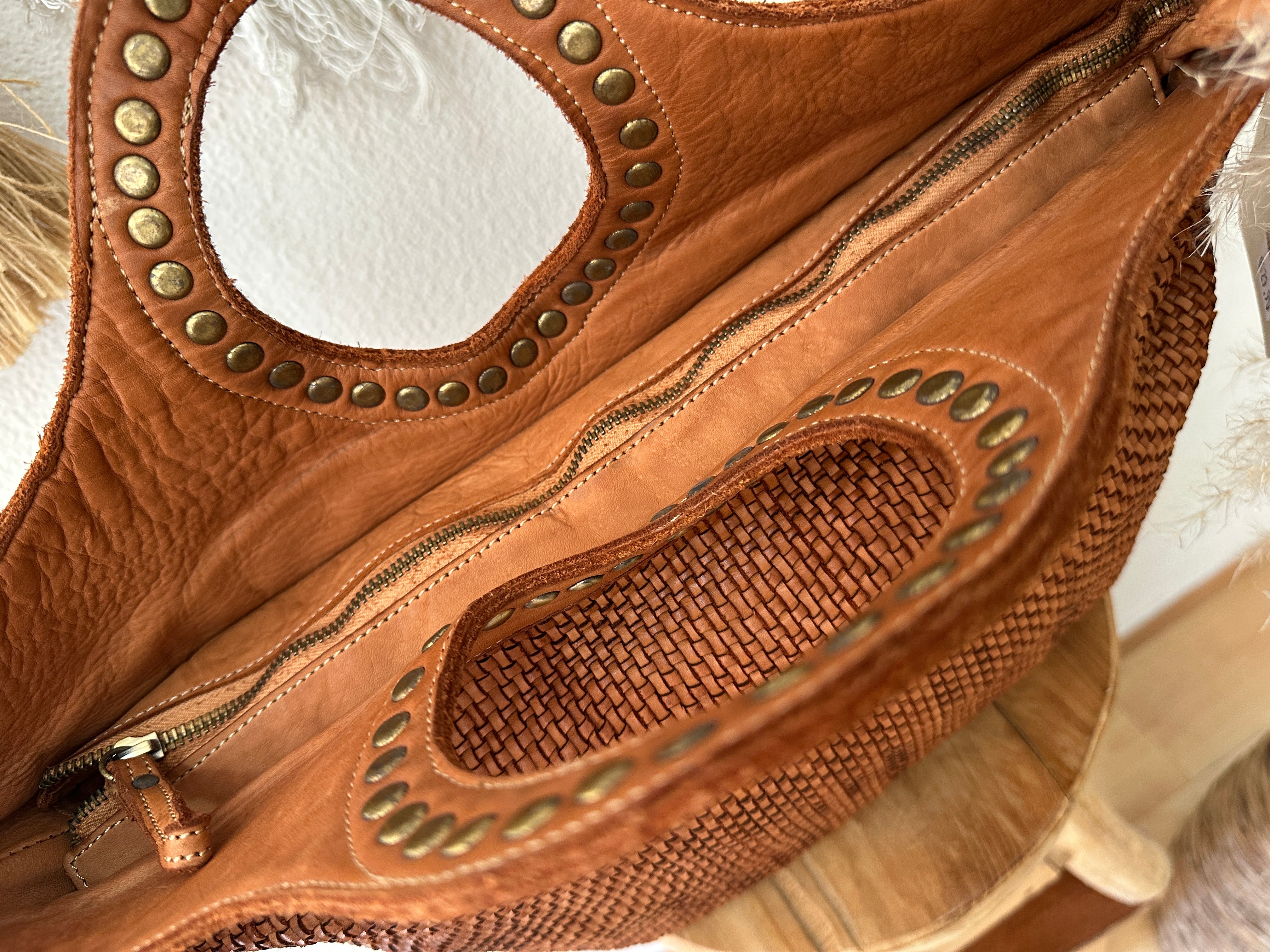 Mala em pele entrançada ELEONORA