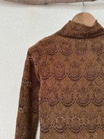 Carregar imagem no visualizador da galeria, Camisola justa de renda aveludada AVELINE
