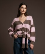 Carregar imagem no visualizador da galeria, Casaco de malha c/ cachecol BUBBLY
