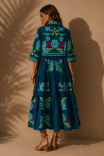 Carica l'immagine nel visualizzatore della galleria,Vestido camiseiro bordado SAMUDRA
