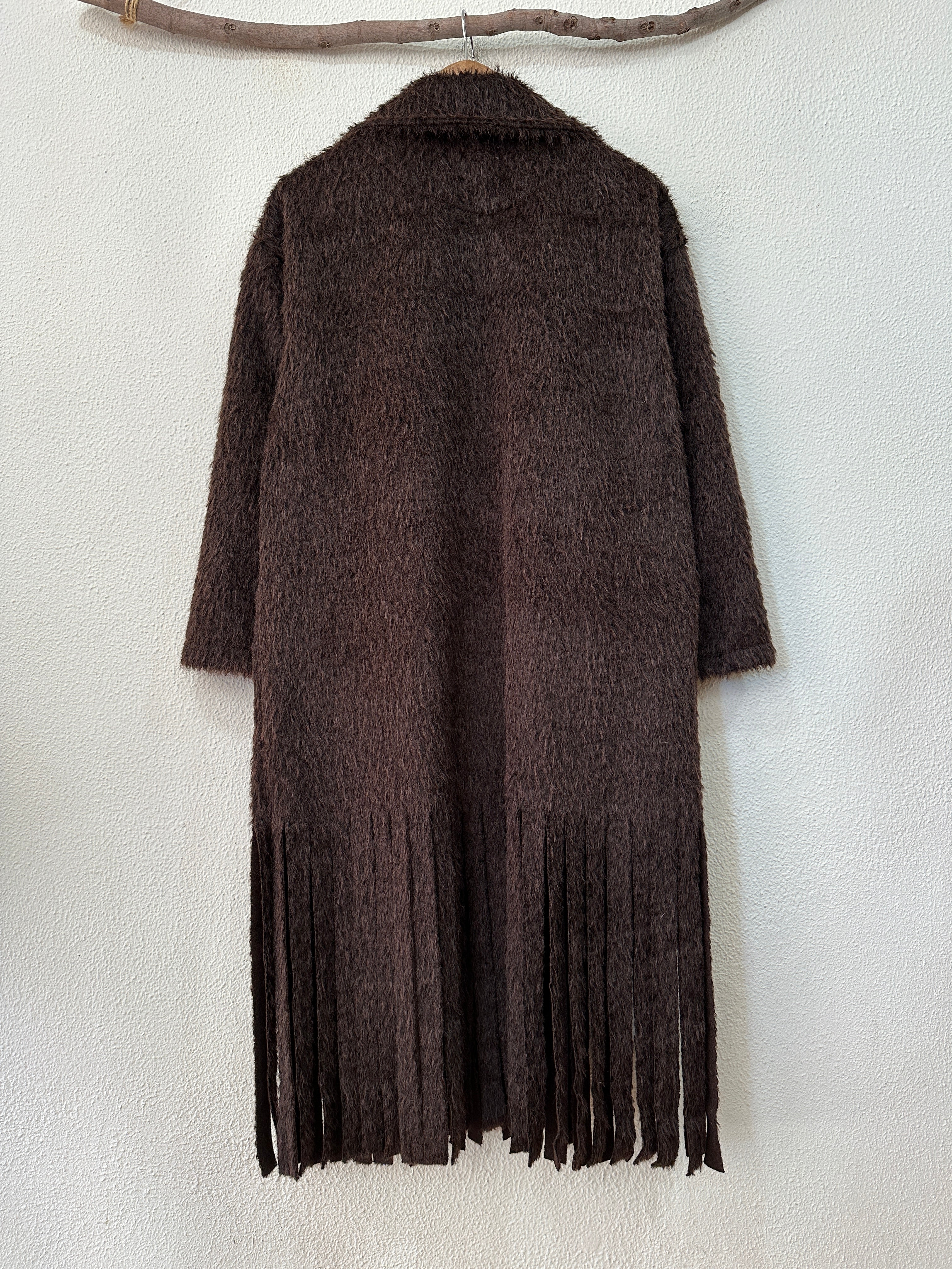 Sobretudo efeito pelúcia c/ franjas MOHAWK