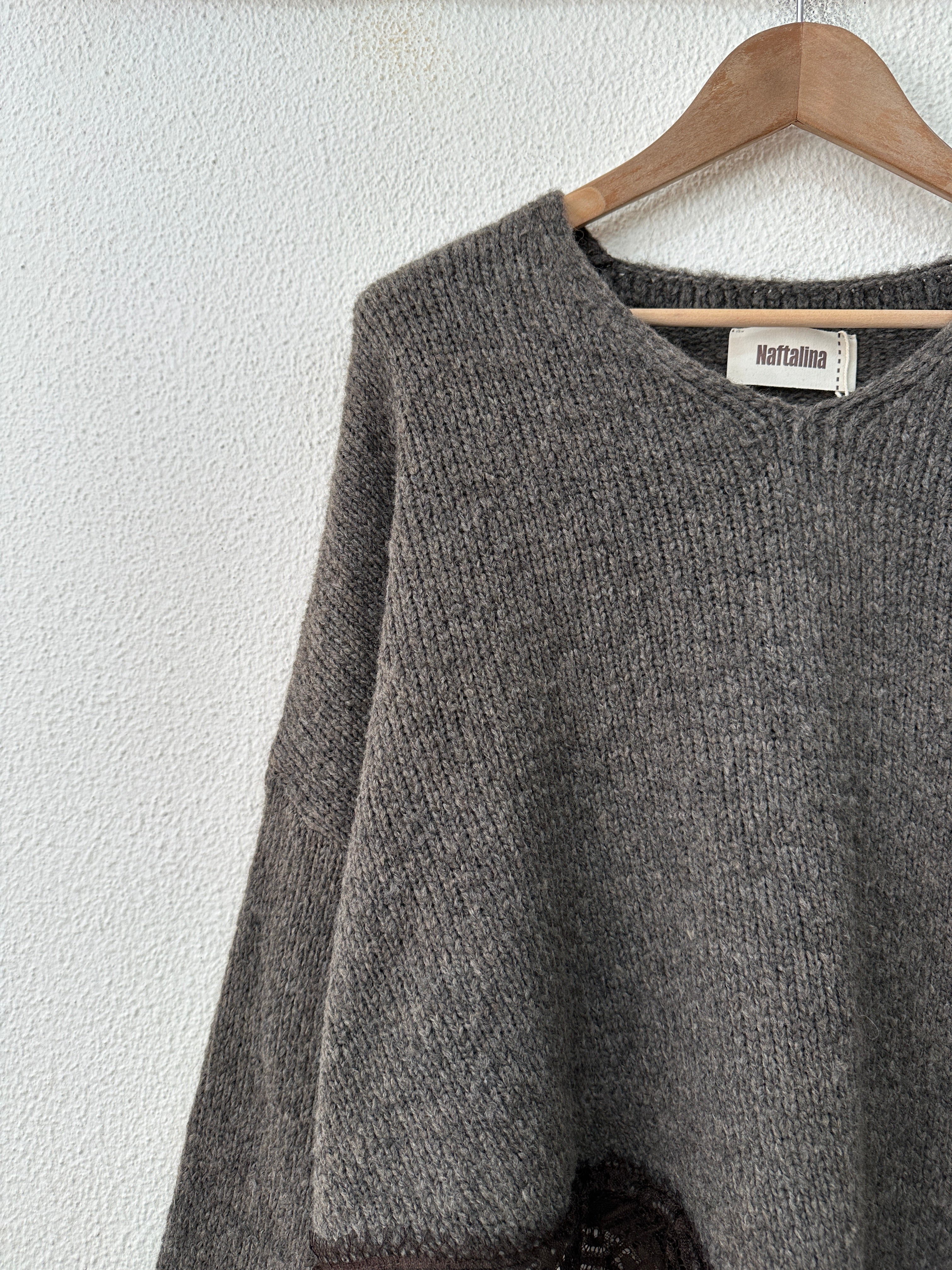 Camisola de malha assimétrica c/renda CATHERINE