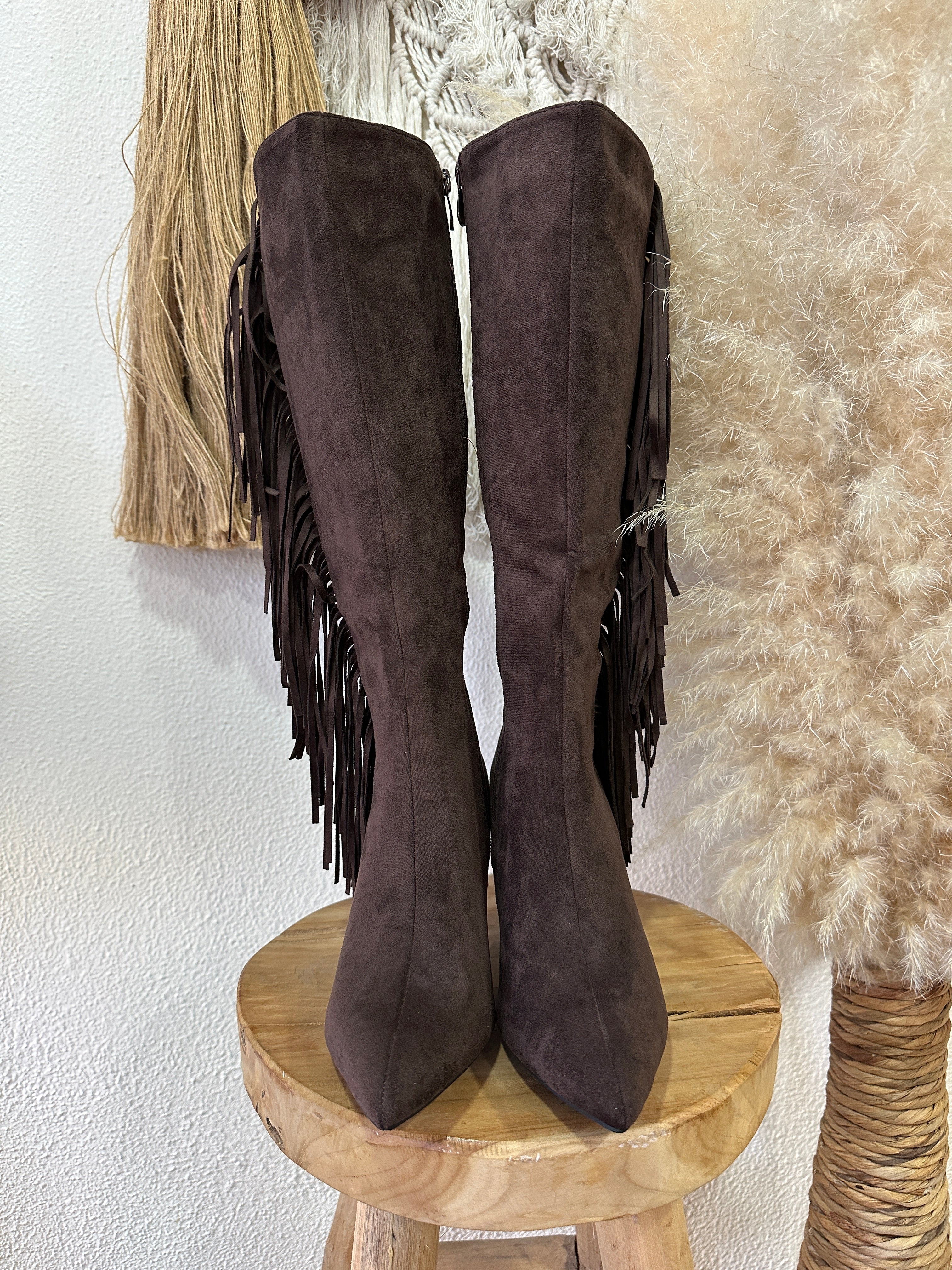 Botas /salto fino e franjas COLORADO