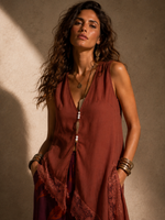Carregar imagem no visualizador da galeria, Top tipo colete c/renda WENDY
