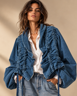 Load image in the gallery viewer,Casaco denim curto de franzir LAGOON
