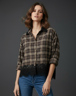 Load image in the gallery viewer,Camisa em flanela c/ renda YOKO
