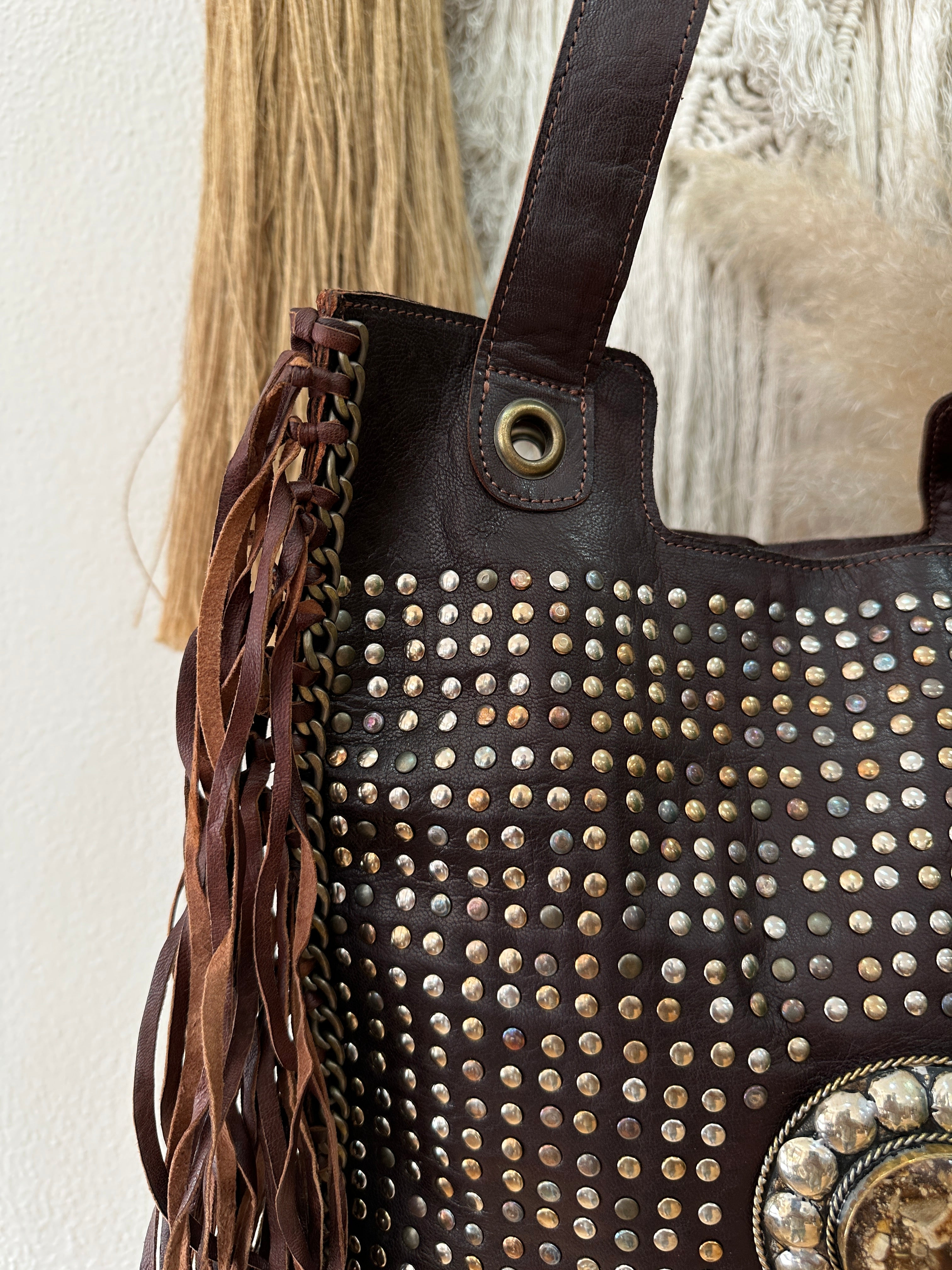 Mala em pele c/franjas EL DORADO