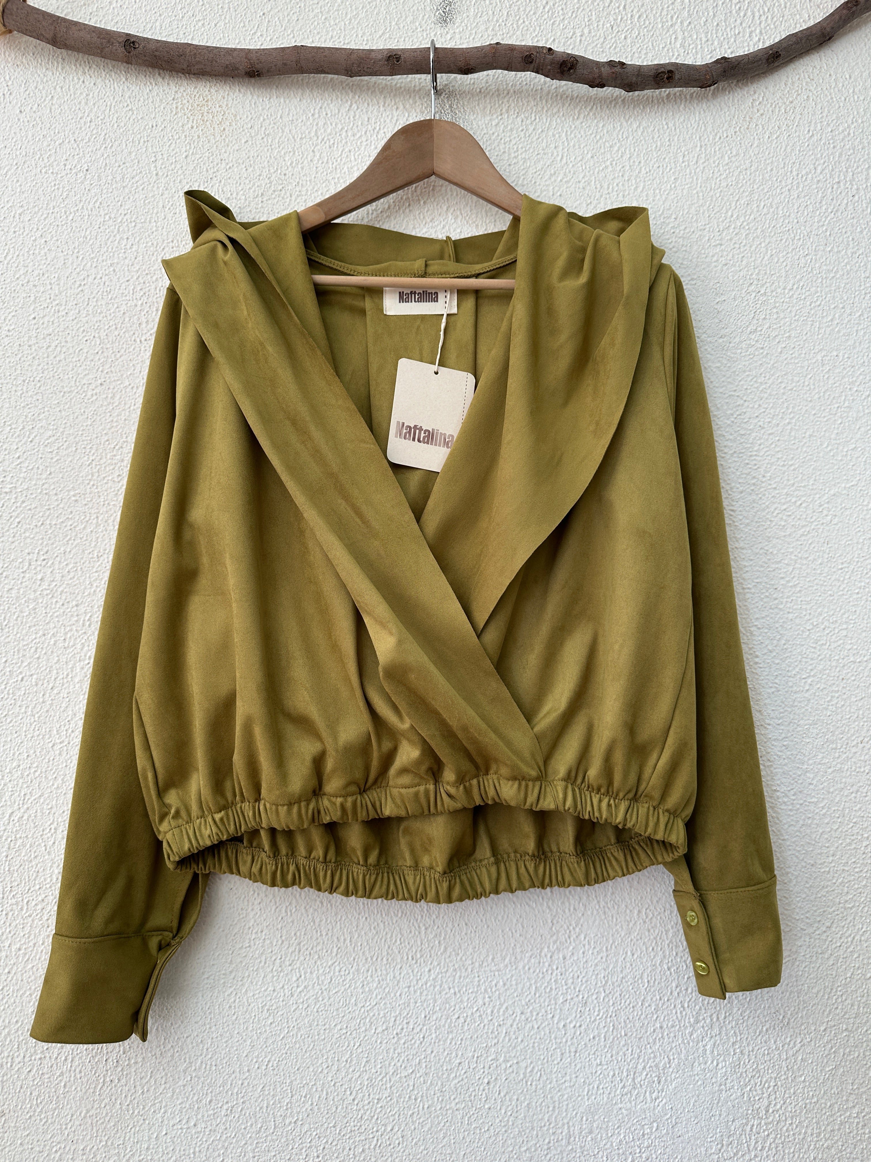 Bomber cruzado c/capuz em suede CHIOMA
