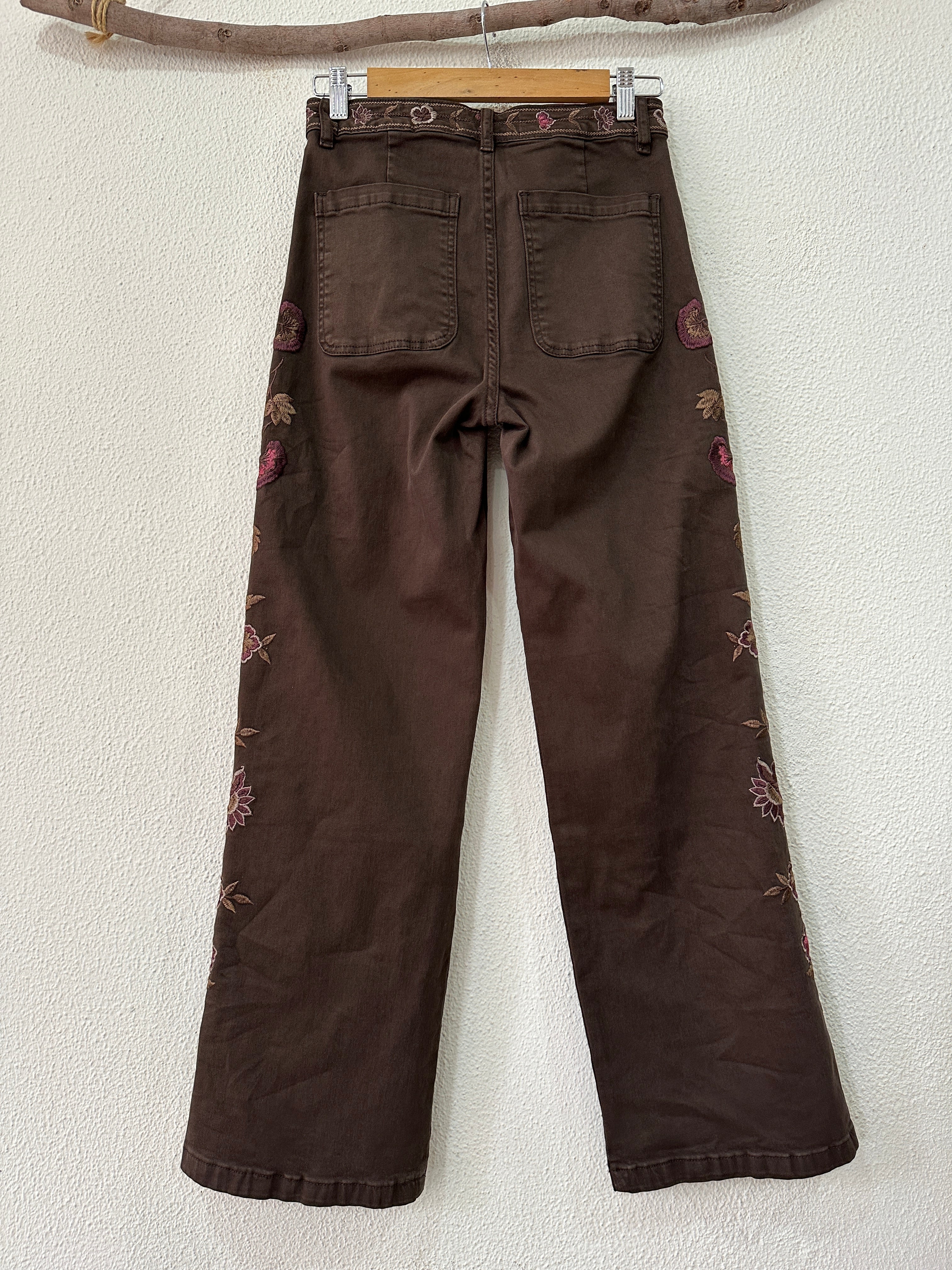 Calças de sarja bordadas SIENNA