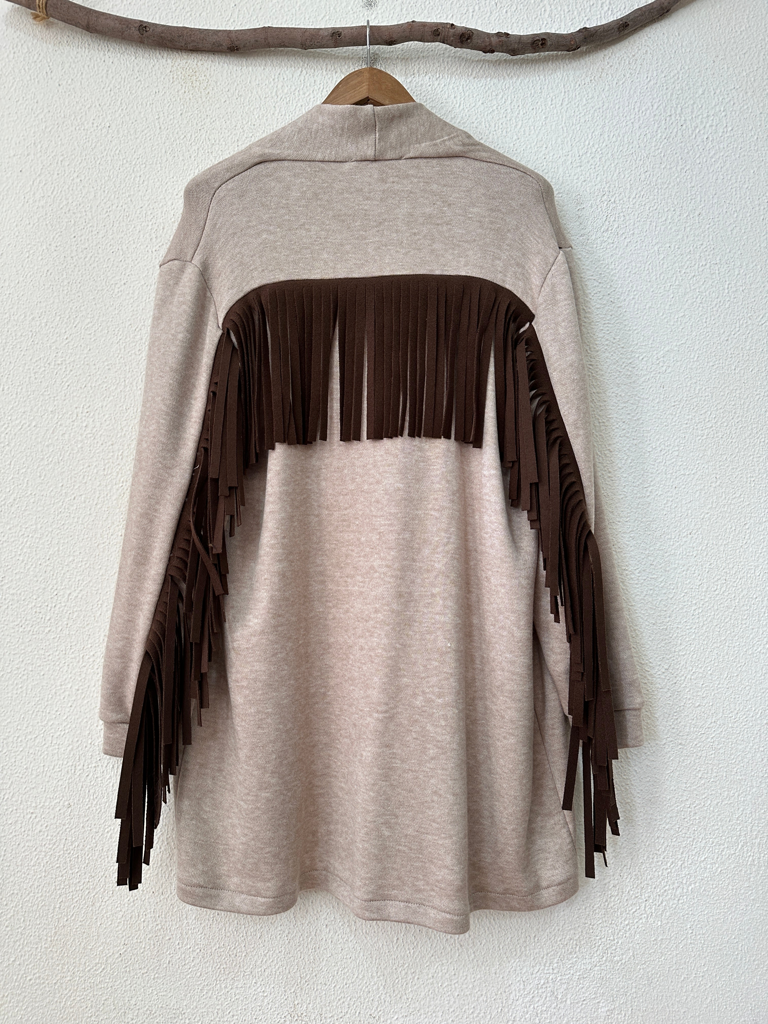 Casaco em malha polar c/franjas GALWAY