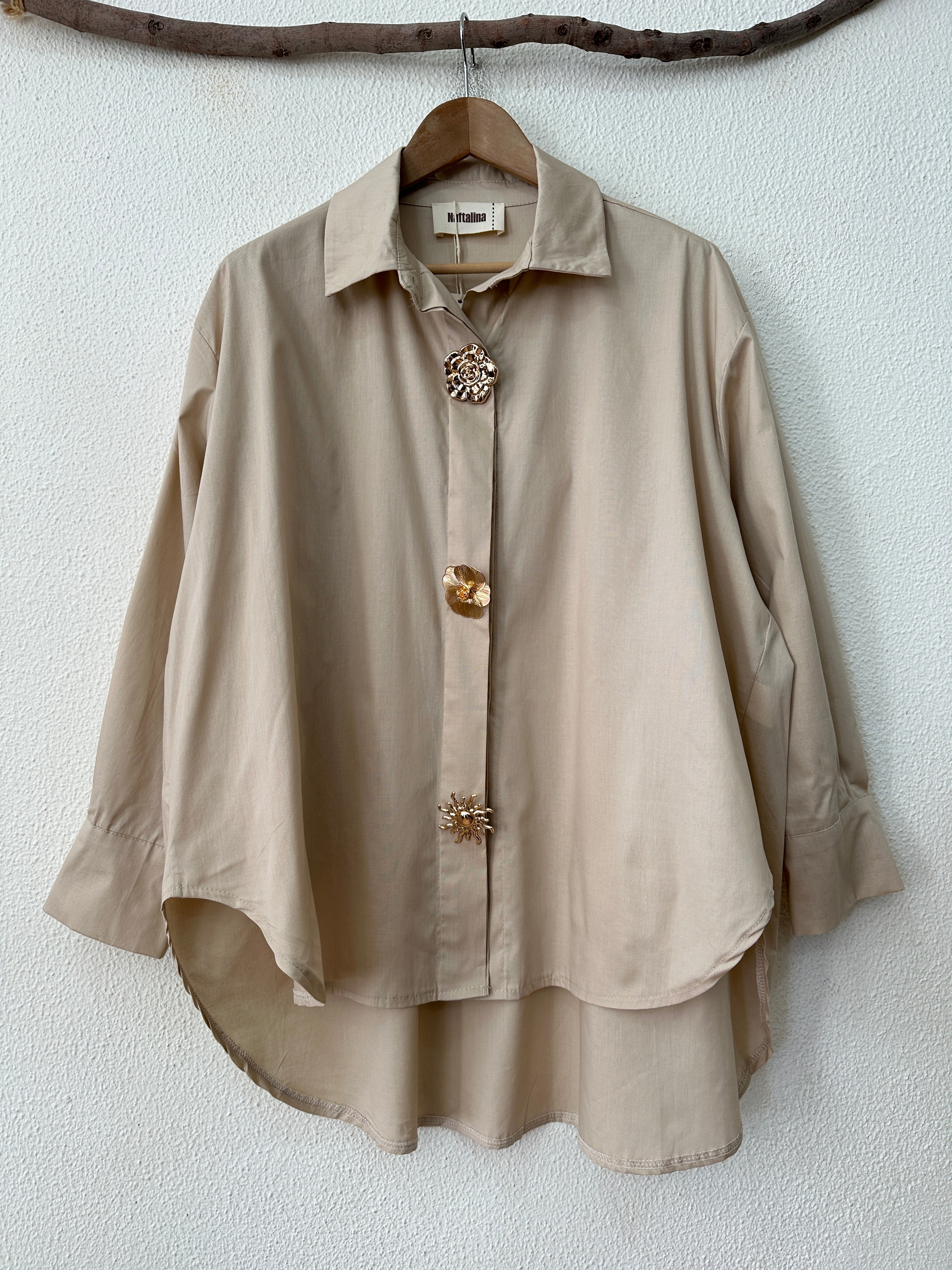 Camisa oversize c/ pregadeiras amovíveis ORLEANS