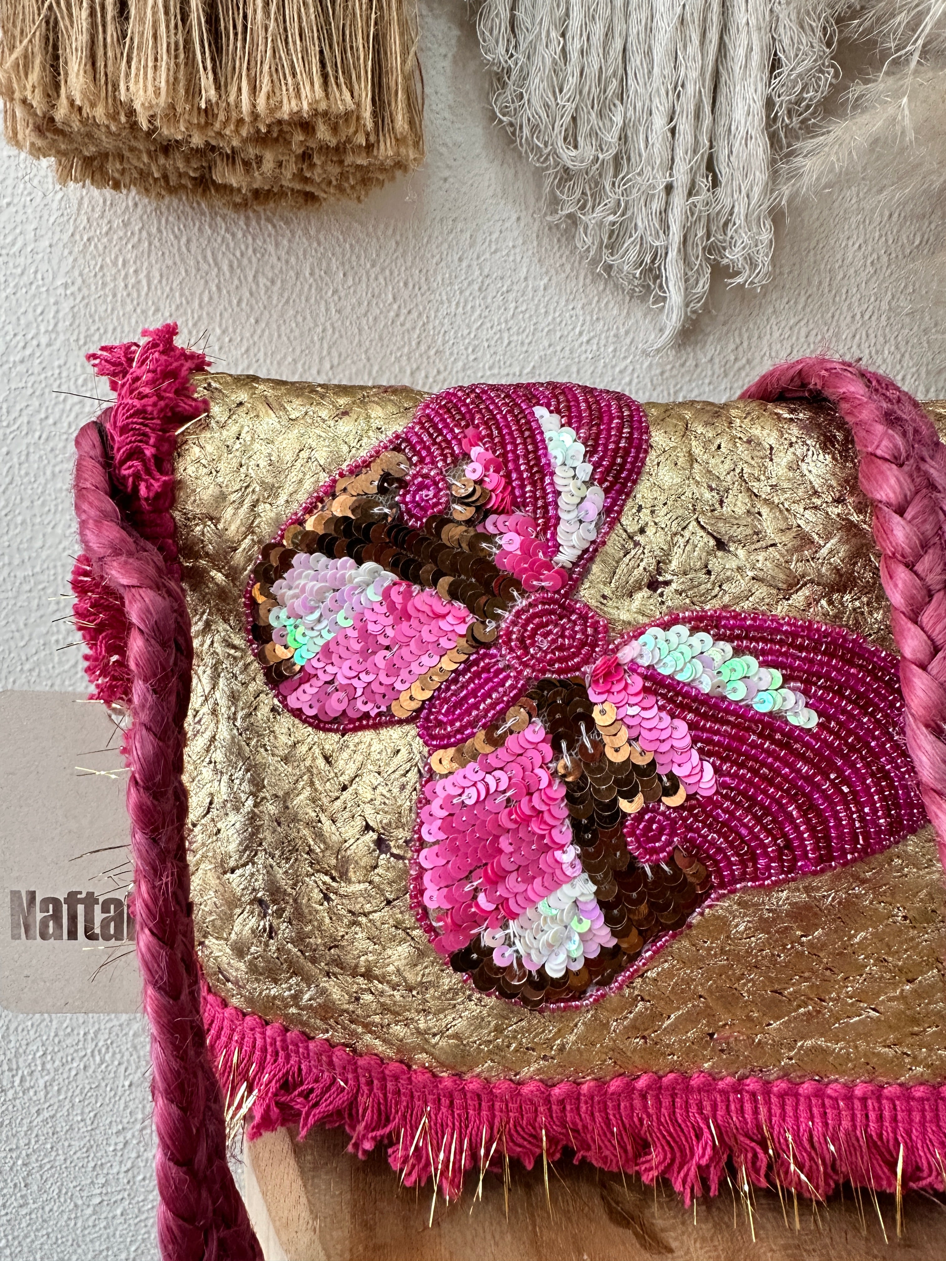 Clutch em juta pintada BUTTERFLY