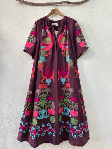 Vestido-camiseiro bordado c/ bolsos DHARMA