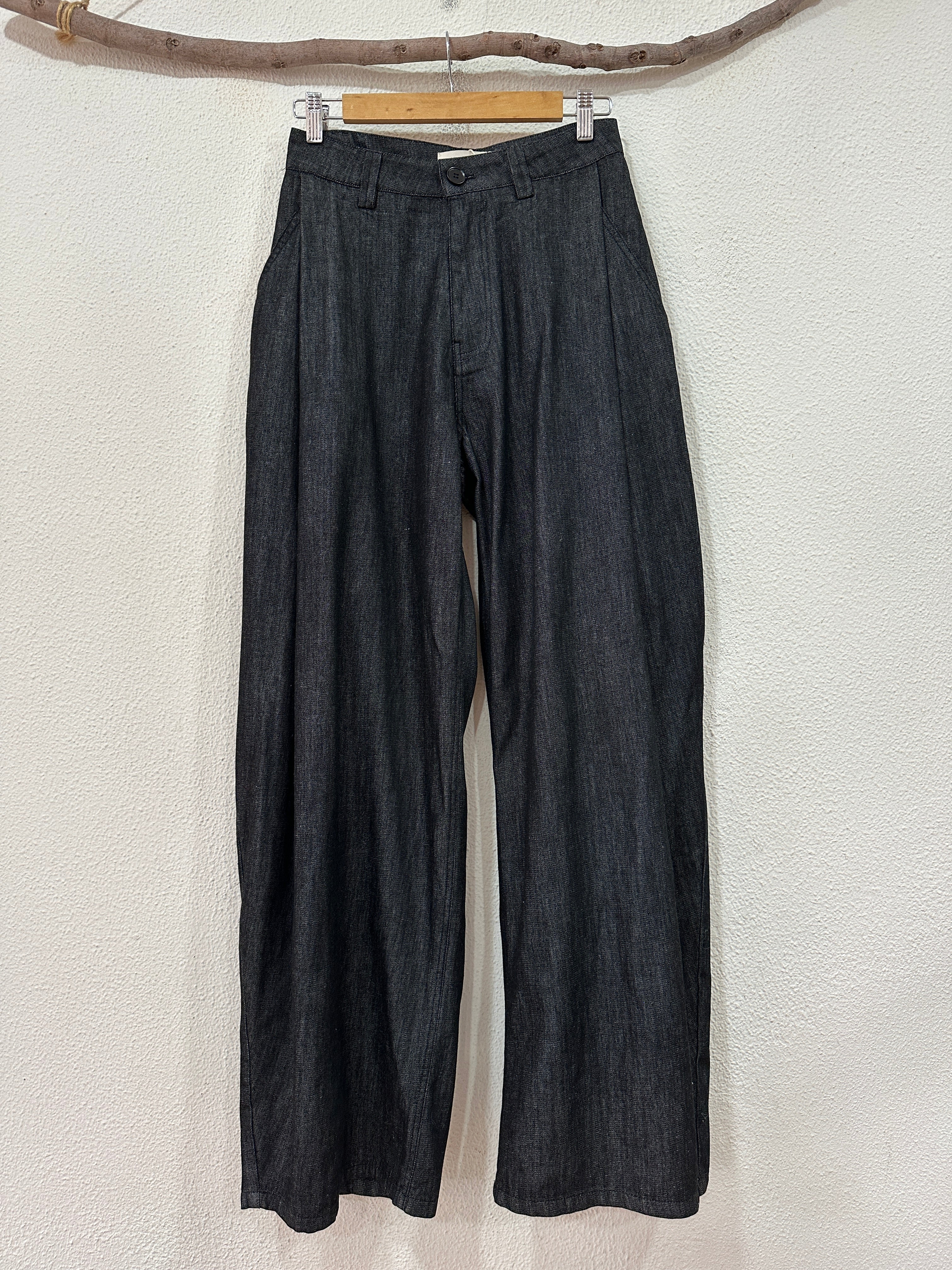 Calças denim estilo wide leg NATALIE