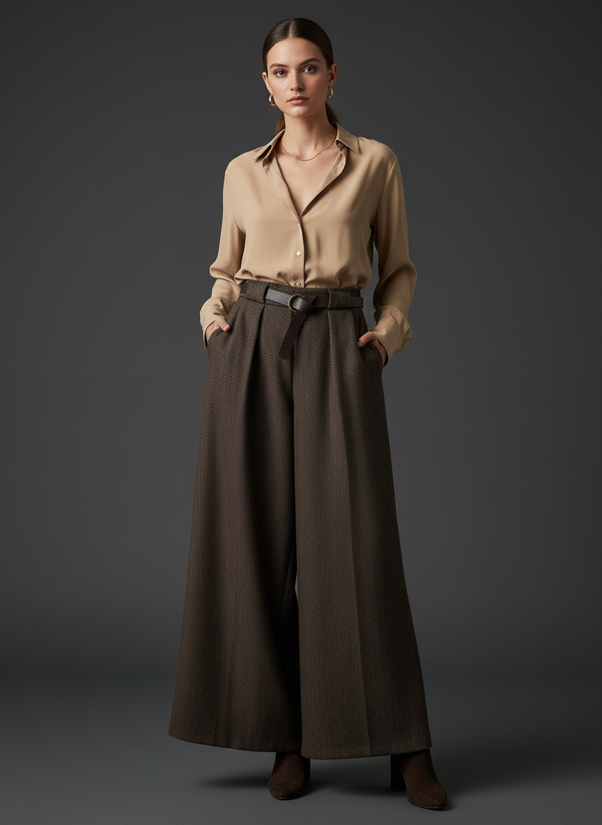 Pantalonas em fazenda espinhada c/cinto NAZAAR