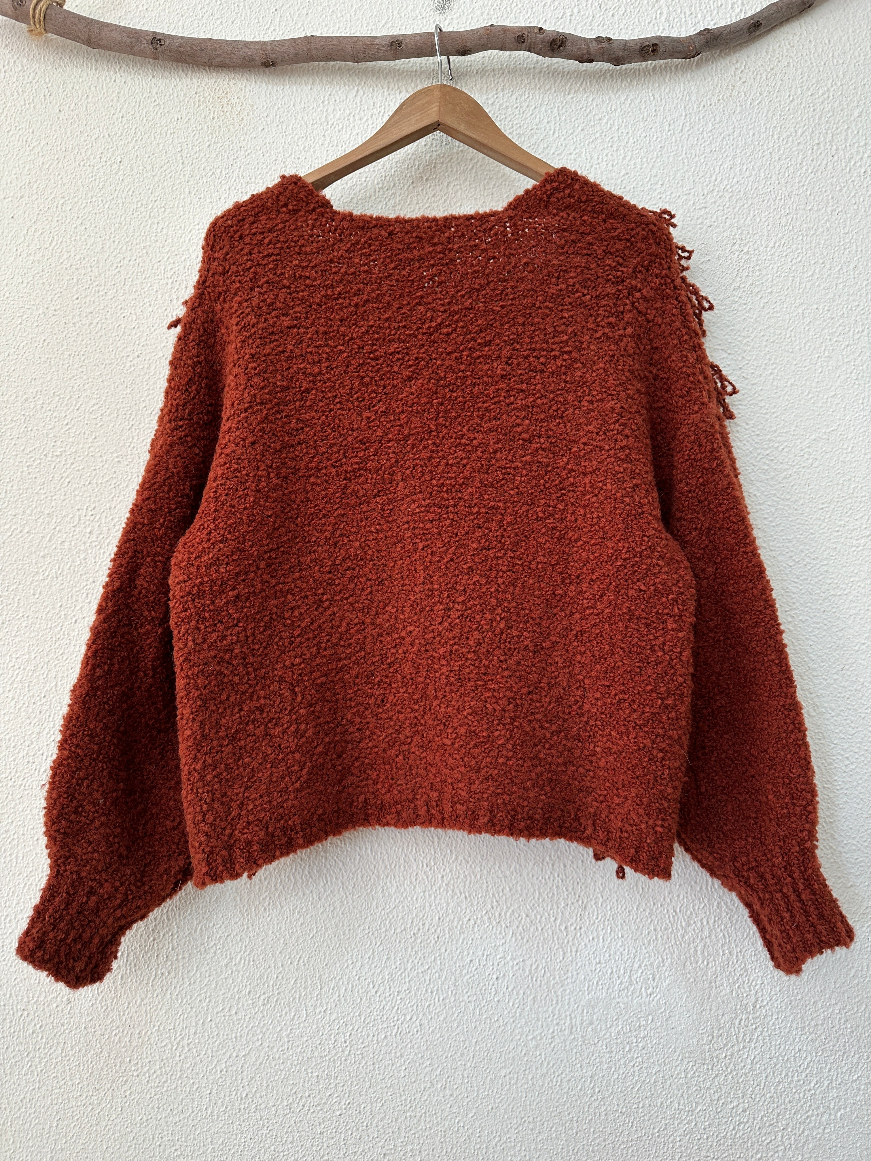 Casaco de malha encaracolada c/laçadas WANDERLUST