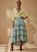 Carregar imagem no visualizador da galeria, Saia assimétrica c/ folhos YVOIRE
