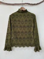 Carregar imagem no visualizador da galeria, Camisola justa de renda aveludada AVELINE
