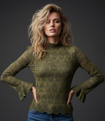 Carregar imagem no visualizador da galeria, Camisola justa de renda aveludada AVELINE
