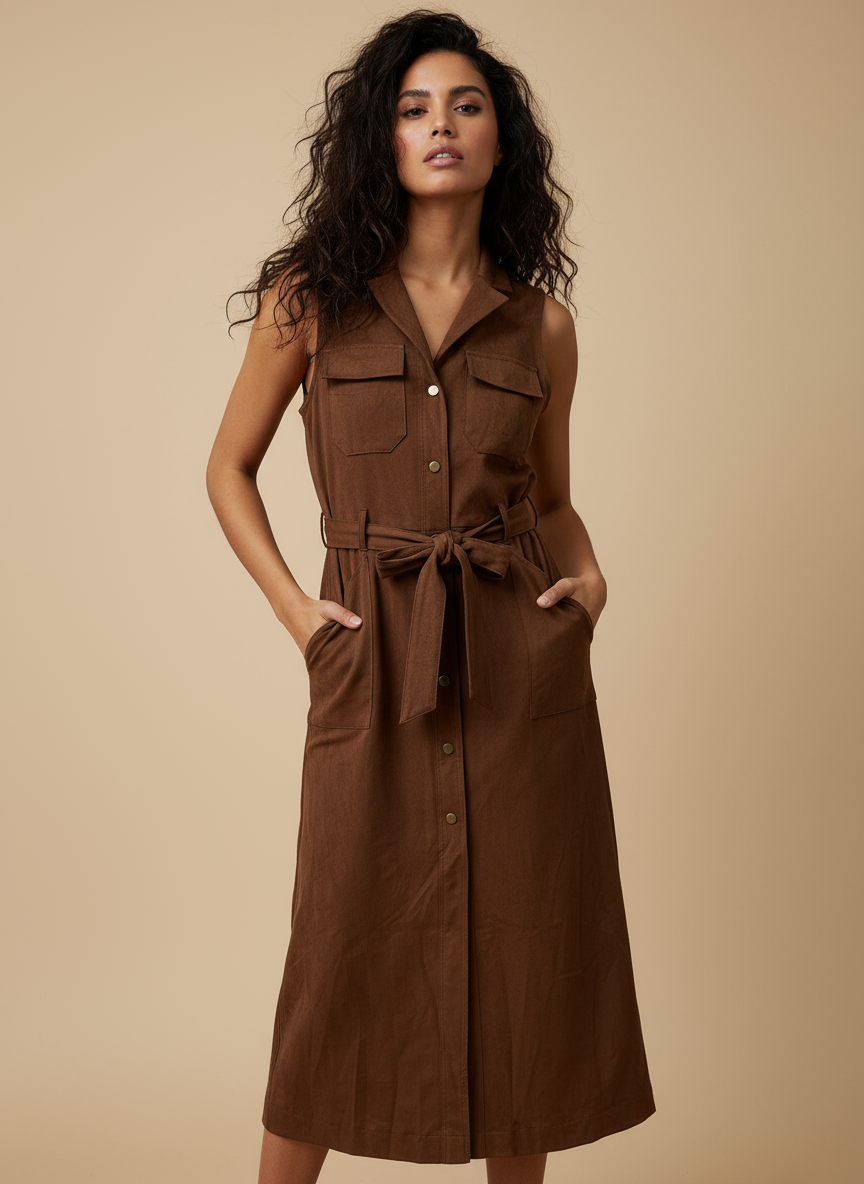 Vestido em camurça estilo cargo SHELBY