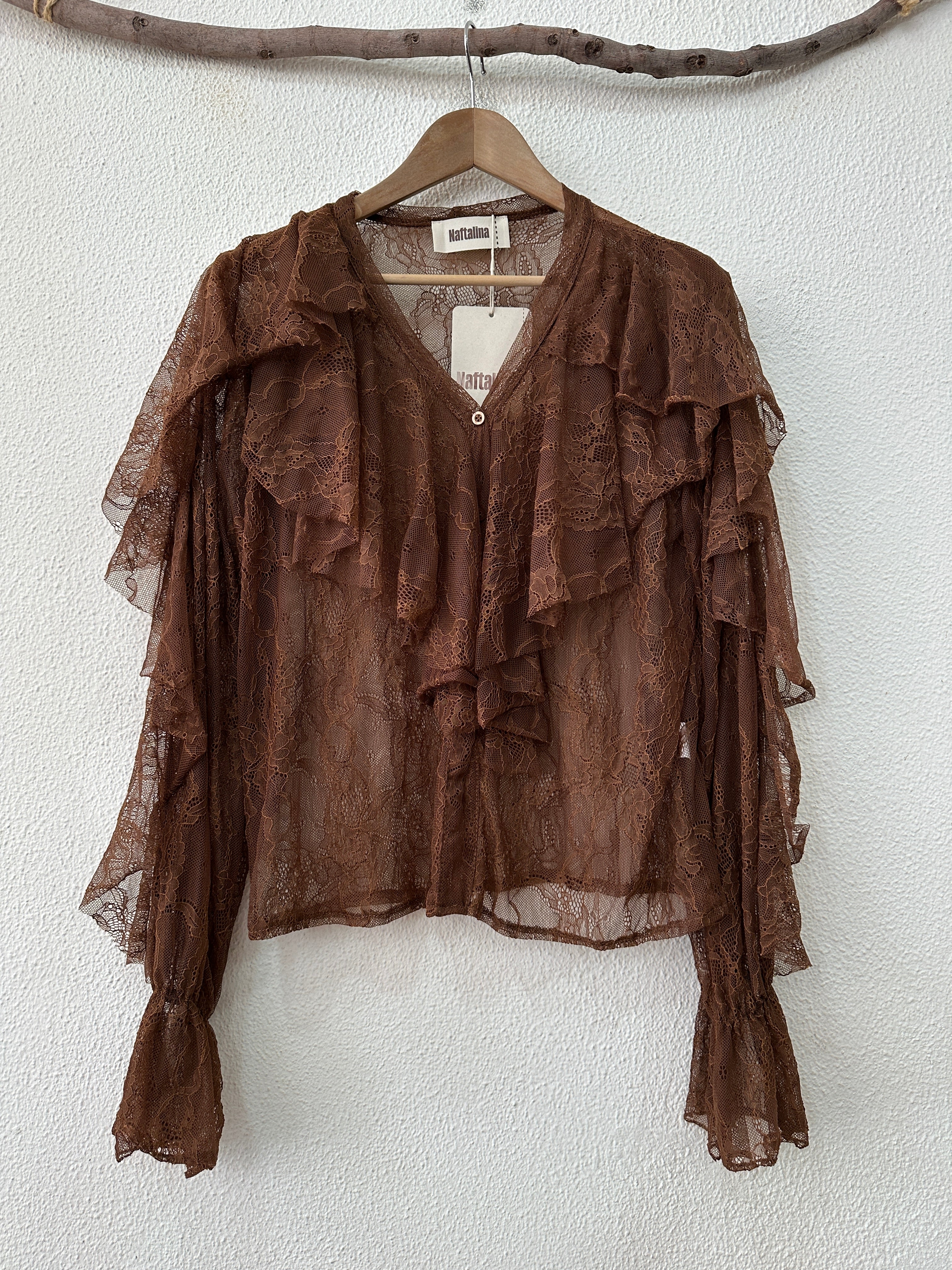 Camisa em renda c/ folhos MARGARETTE