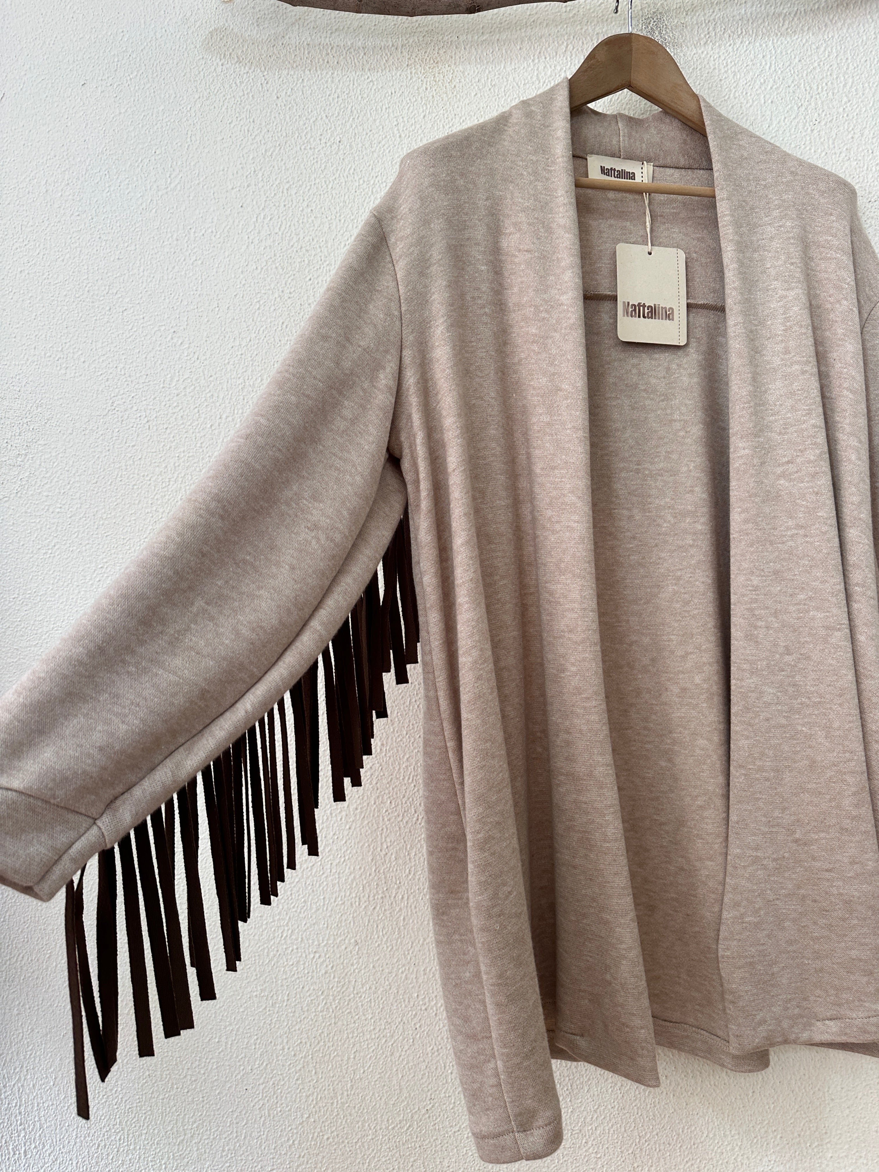 Casaco em malha polar c/franjas GALWAY