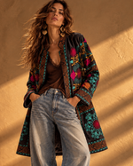 Load image in the gallery viewer,Kimono em veludo bordado c/ bolsos JAIPUR
