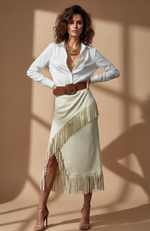 Load image in the gallery viewer,Saia c/ abertura em suede c/ franjas AURELIA
