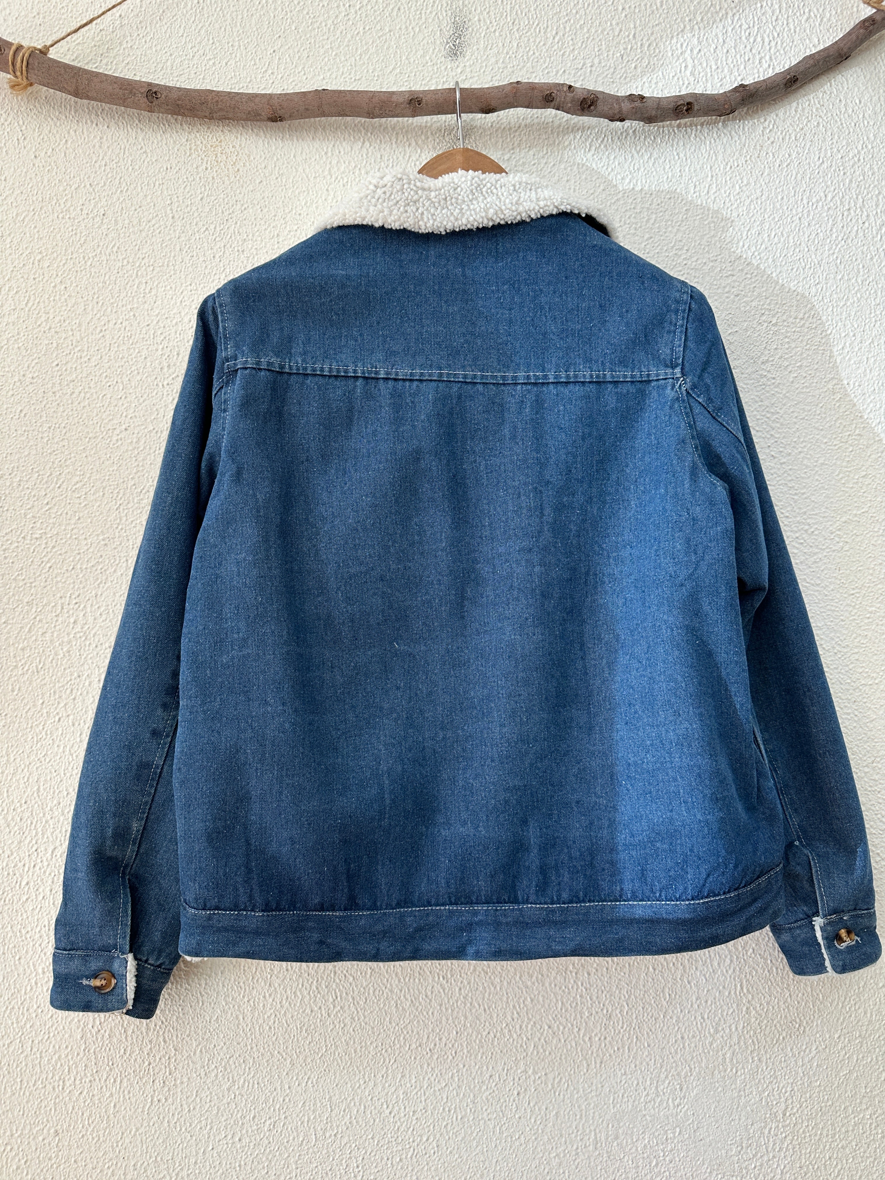 Blusão denim bordado c/ forro polar ÉLISE