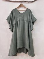 Load image in the gallery viewer,Vestido em linho assimétrico LAKE
