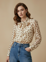 Cargue la imagen en el visor de la galería,Camisa em chiffon c/ laçada GABRIELLE
