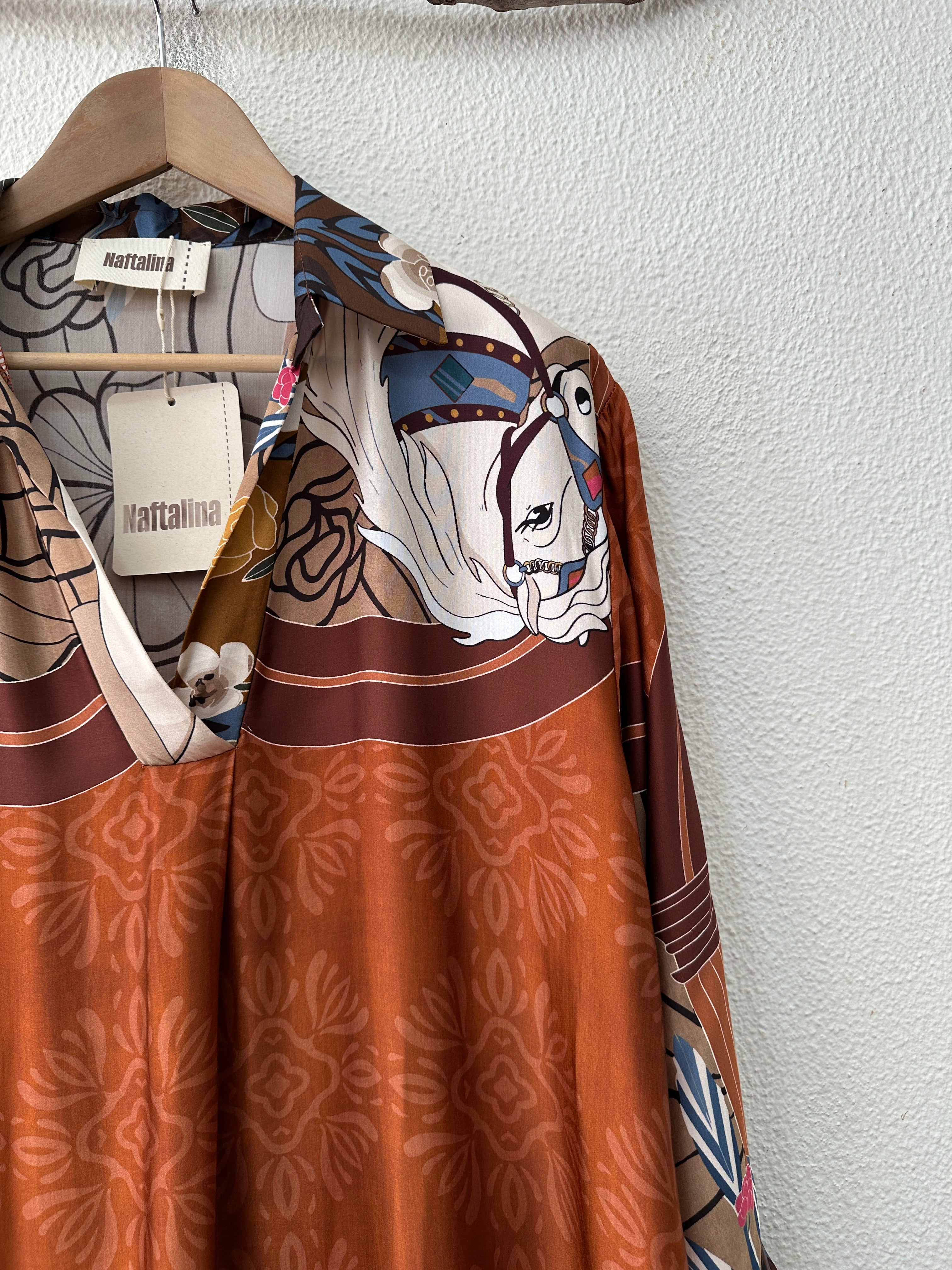 Vestido tunisina c/ seda MADISON