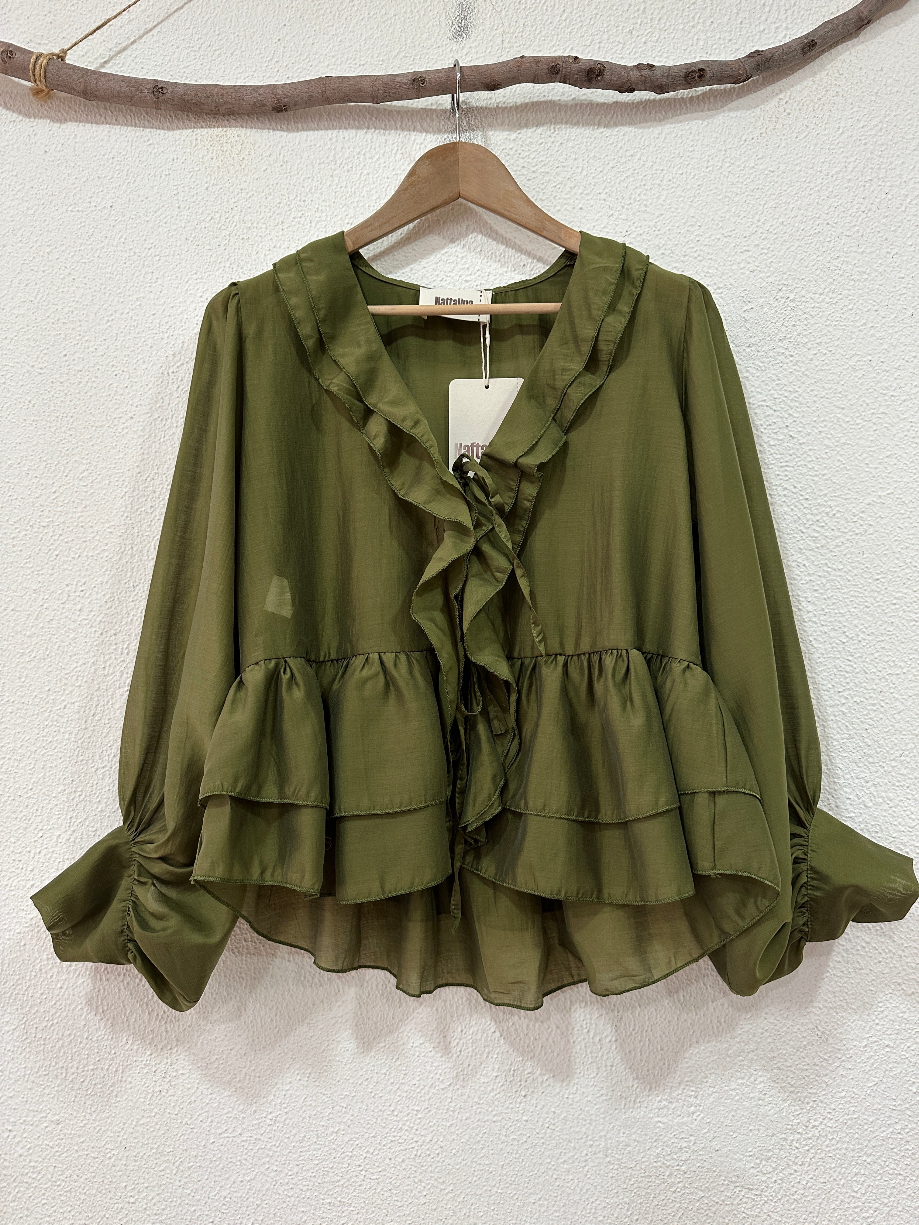 Blusa c/ atilhos e folhos FLORA