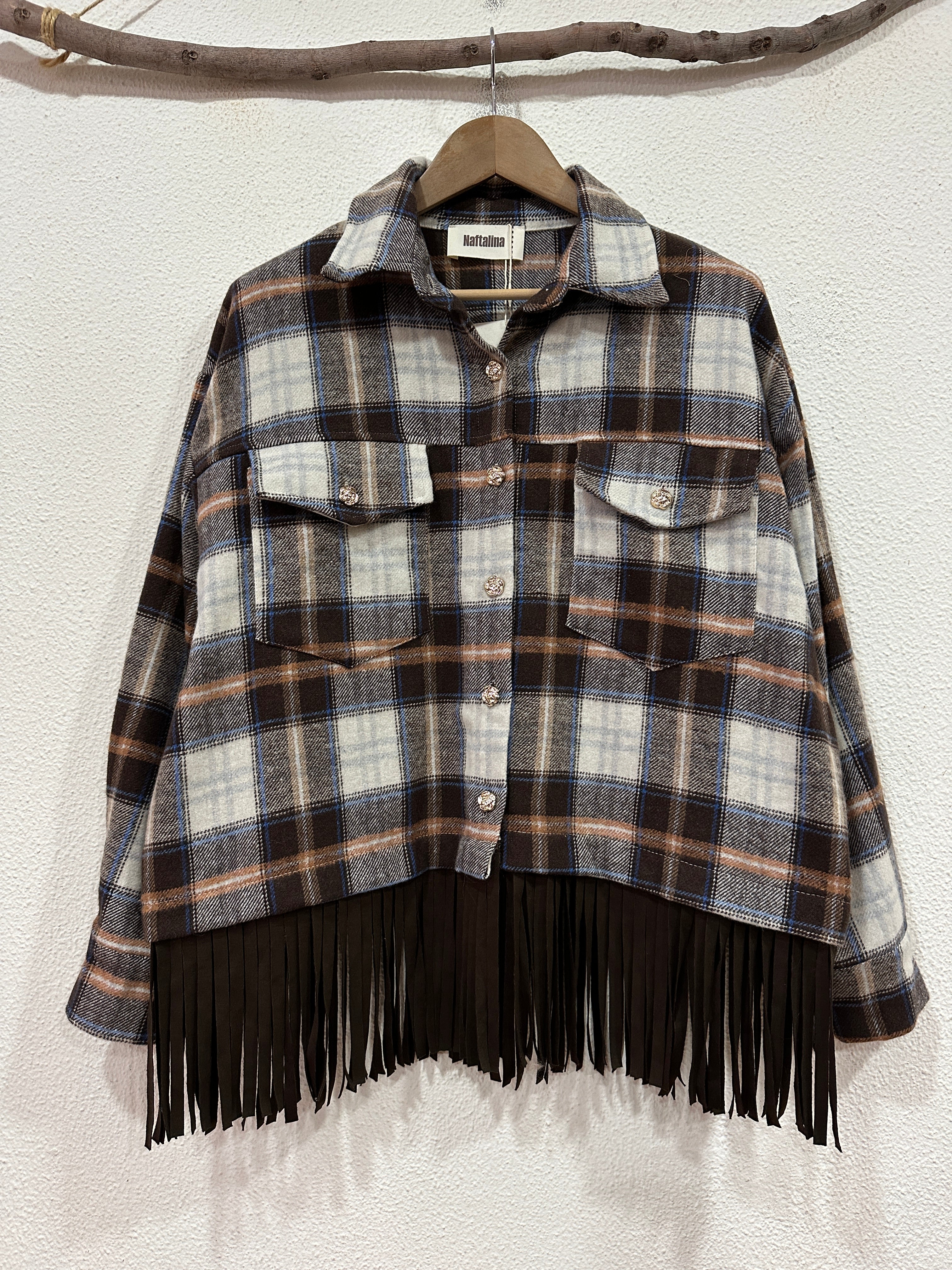 Camisa oversize em fazenda c/franjas GLASGOW
