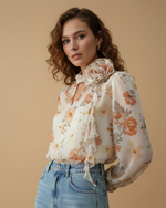 Cargue la imagen en el visor de la galería,Blusa em chiffon c/ pregadeira amovível SUNNY
