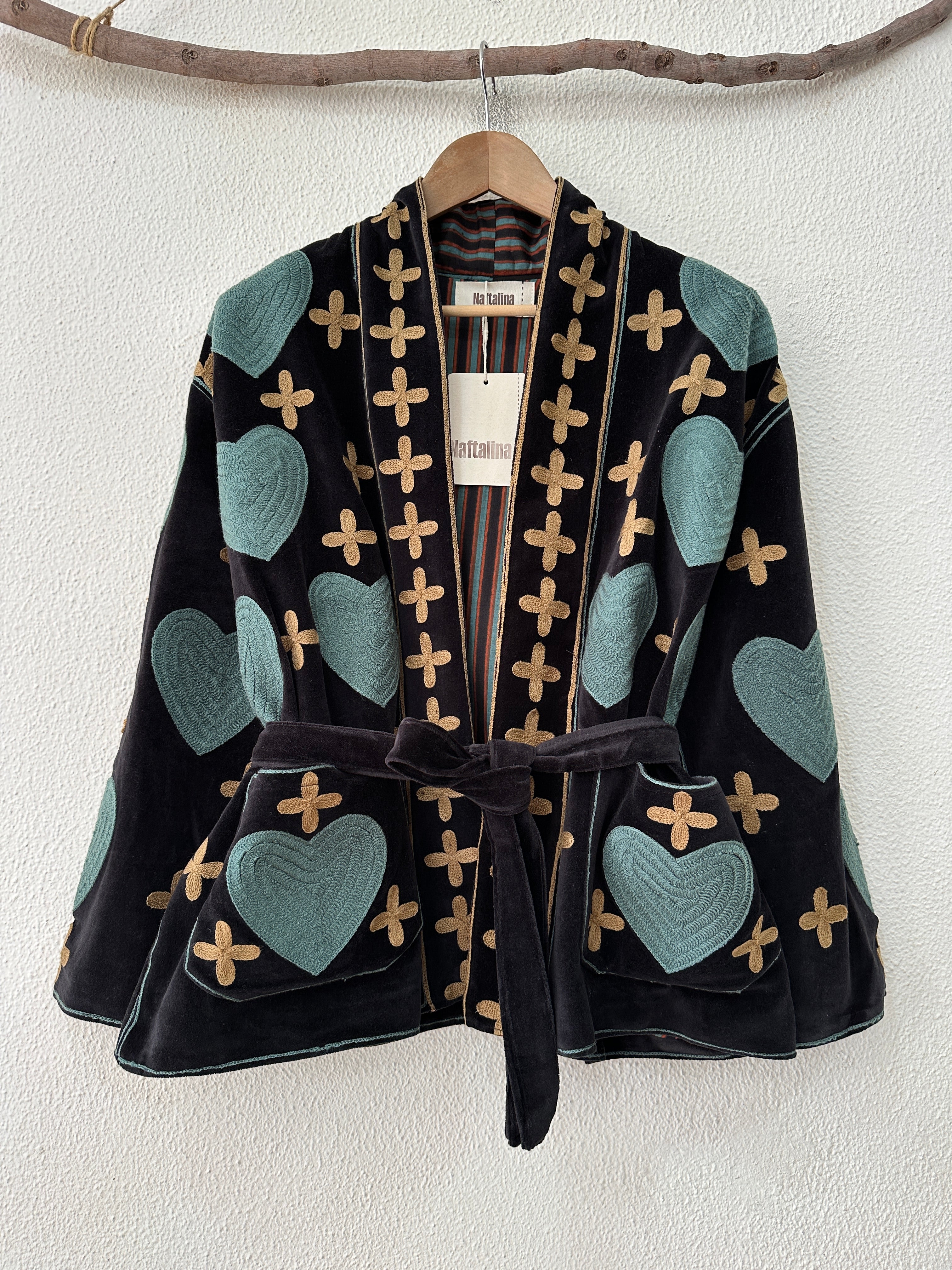 Kimono em veludo bordado ALICE