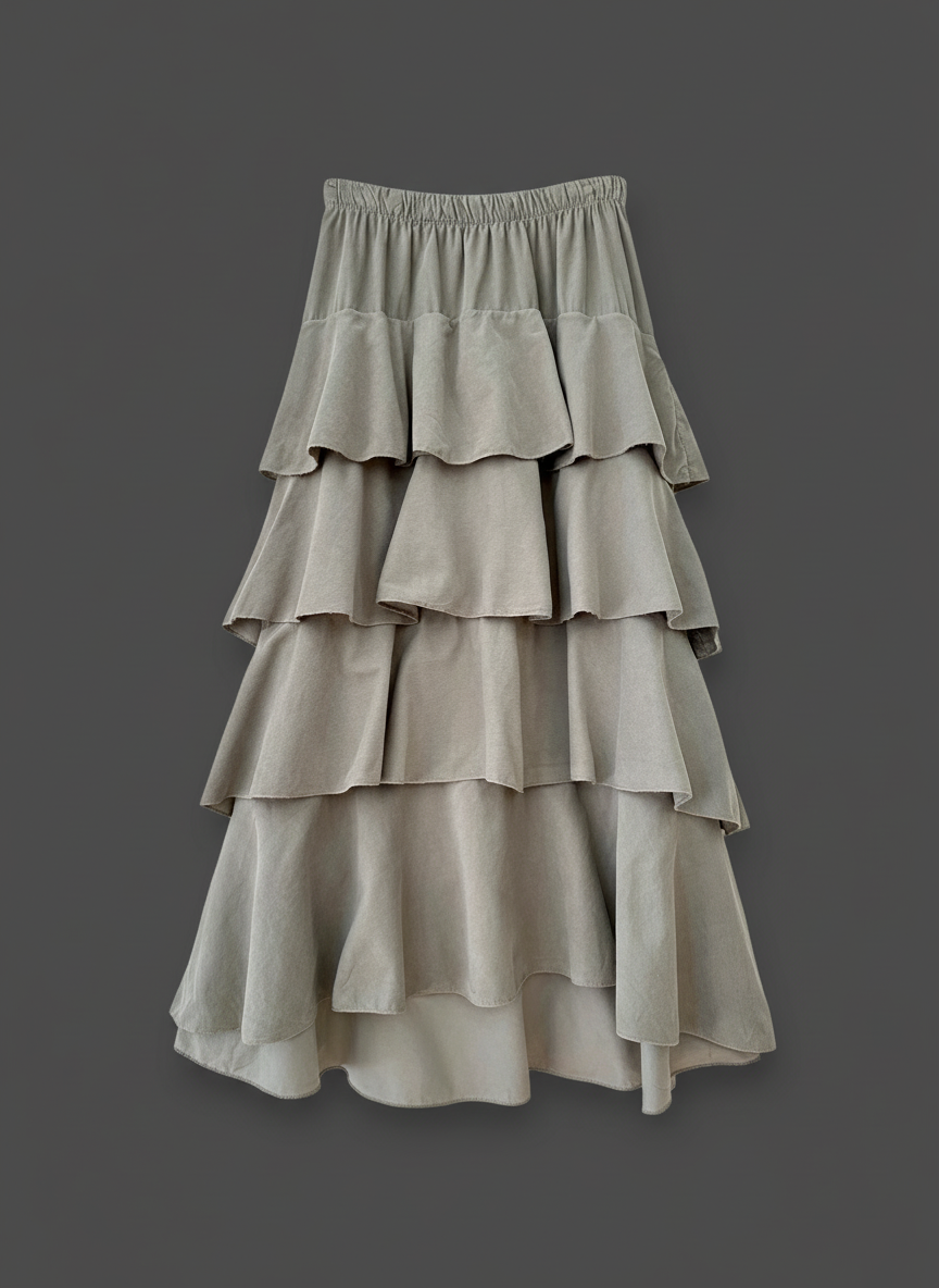 Saia em microbombazina c/ folhos ASPEN