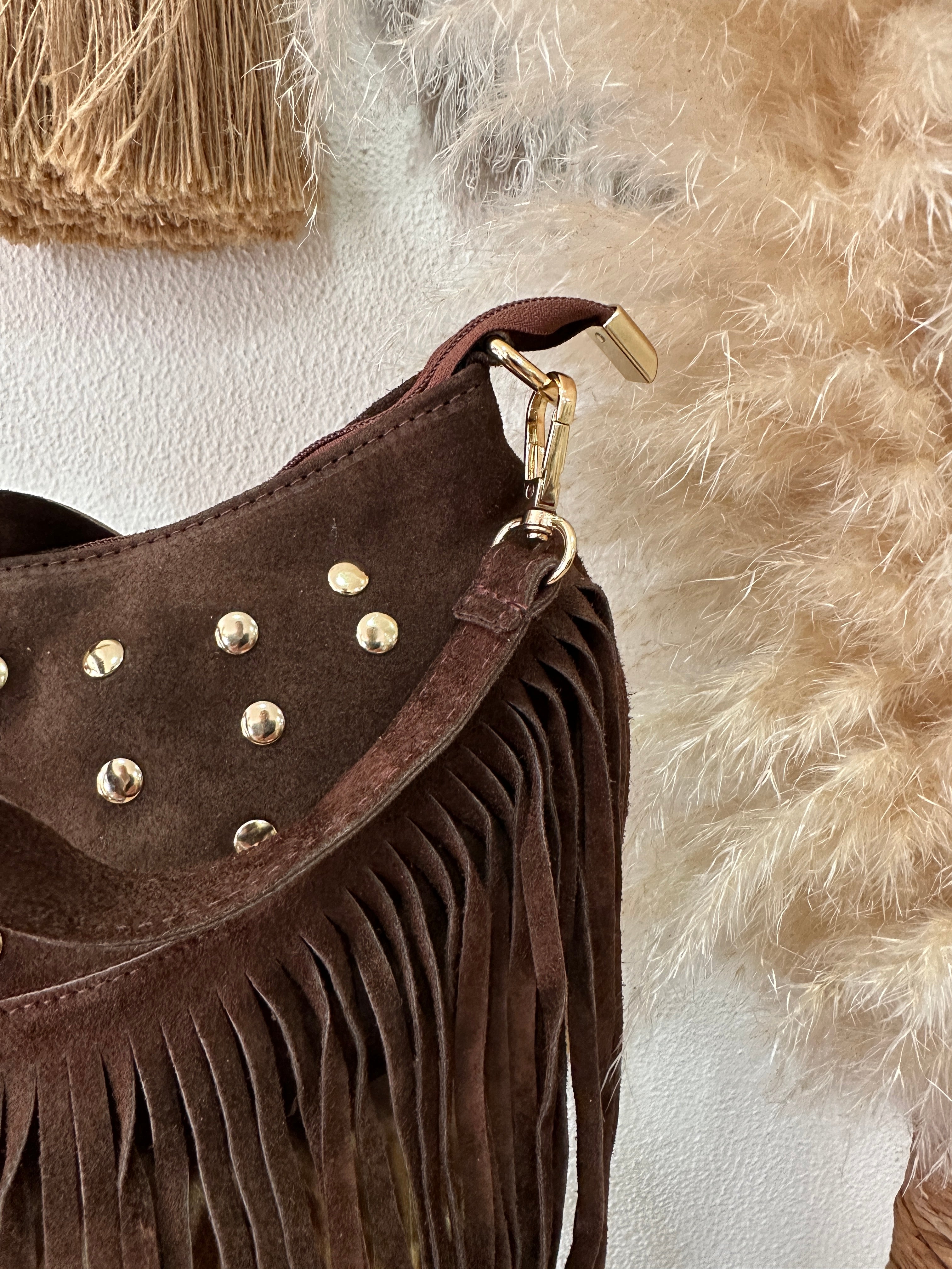 Mala em camurça c/franjas GÉNOVA