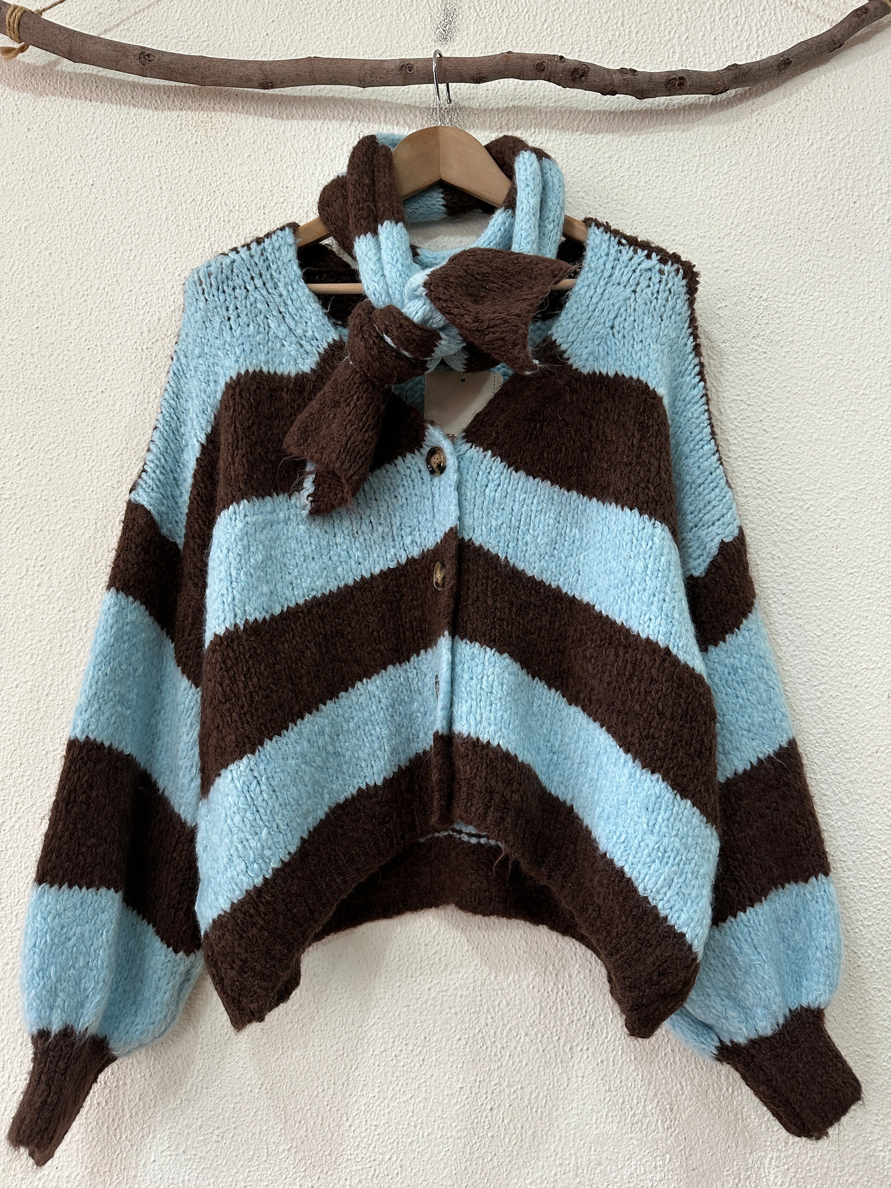 Casaco de malha c/ cachecol BUBBLY