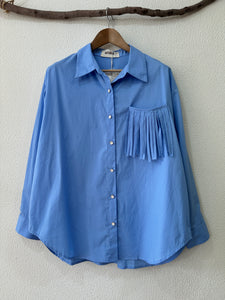 Camisa oversize c/franjas ATLÂNTIDA