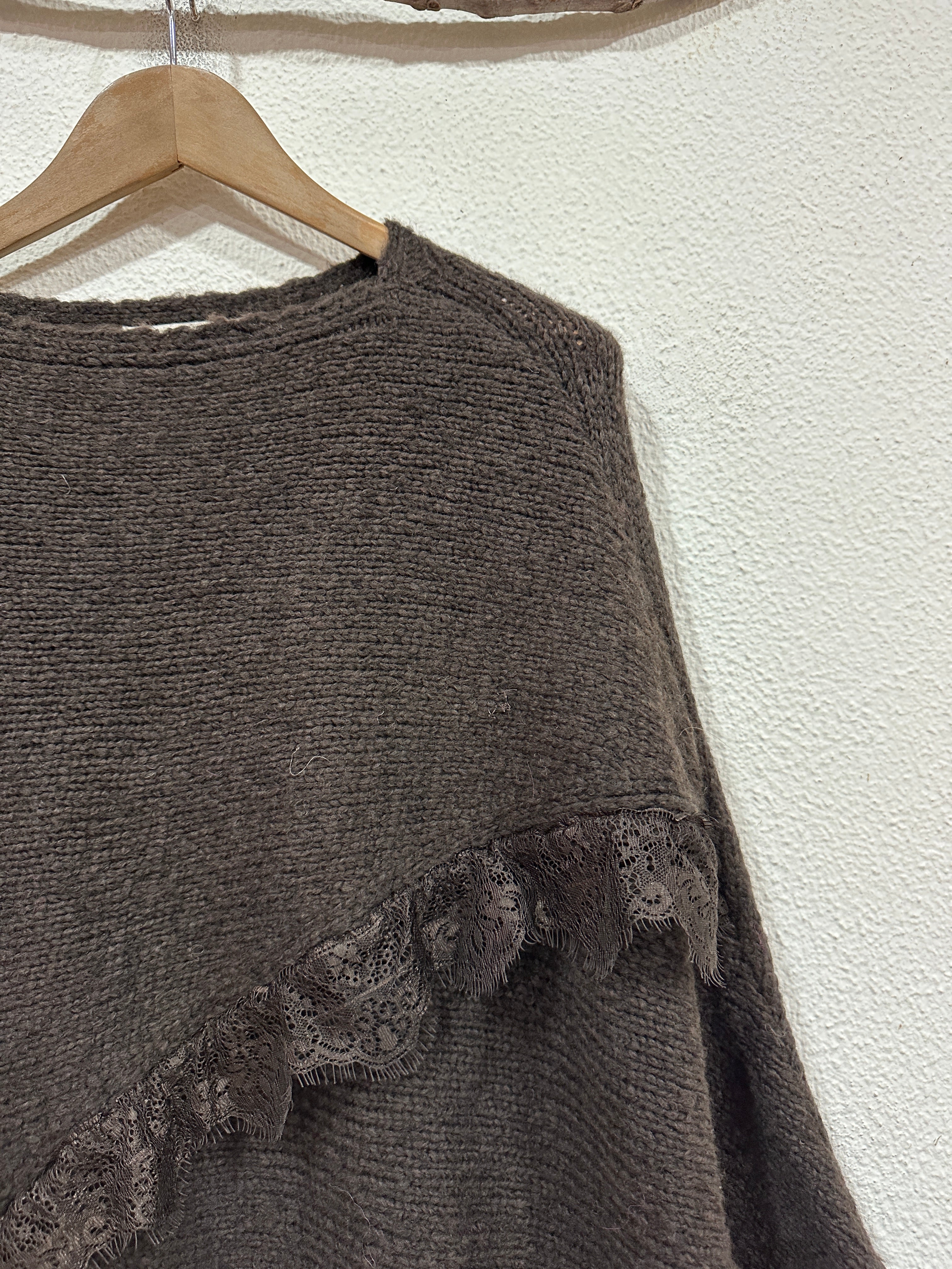 Camisola de malha cruzada c/renda CATHERINE