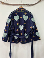 Load image in the gallery viewer,Kimono em veludo bordado NAVY ALICE

